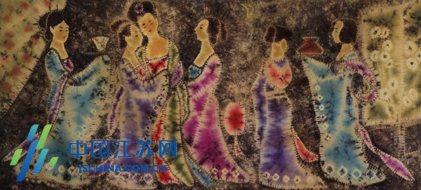 作品中,张学义通过扎染(古代又称扎缬,绞缬,夹缬和染缬),对丝绸织