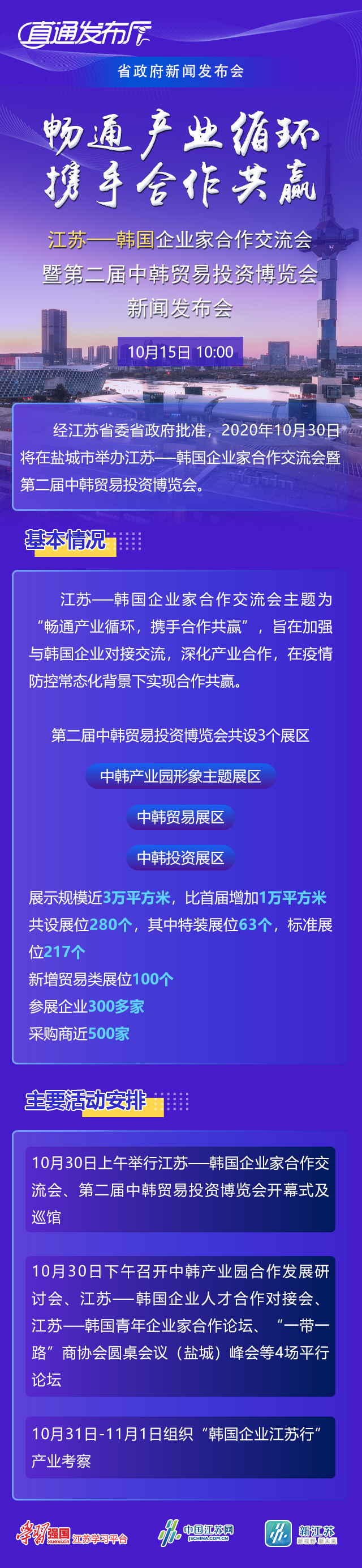 博览会|?江苏-韩国企业家合作交流会暨第二届中韩贸易投资博览会将在盐城举办