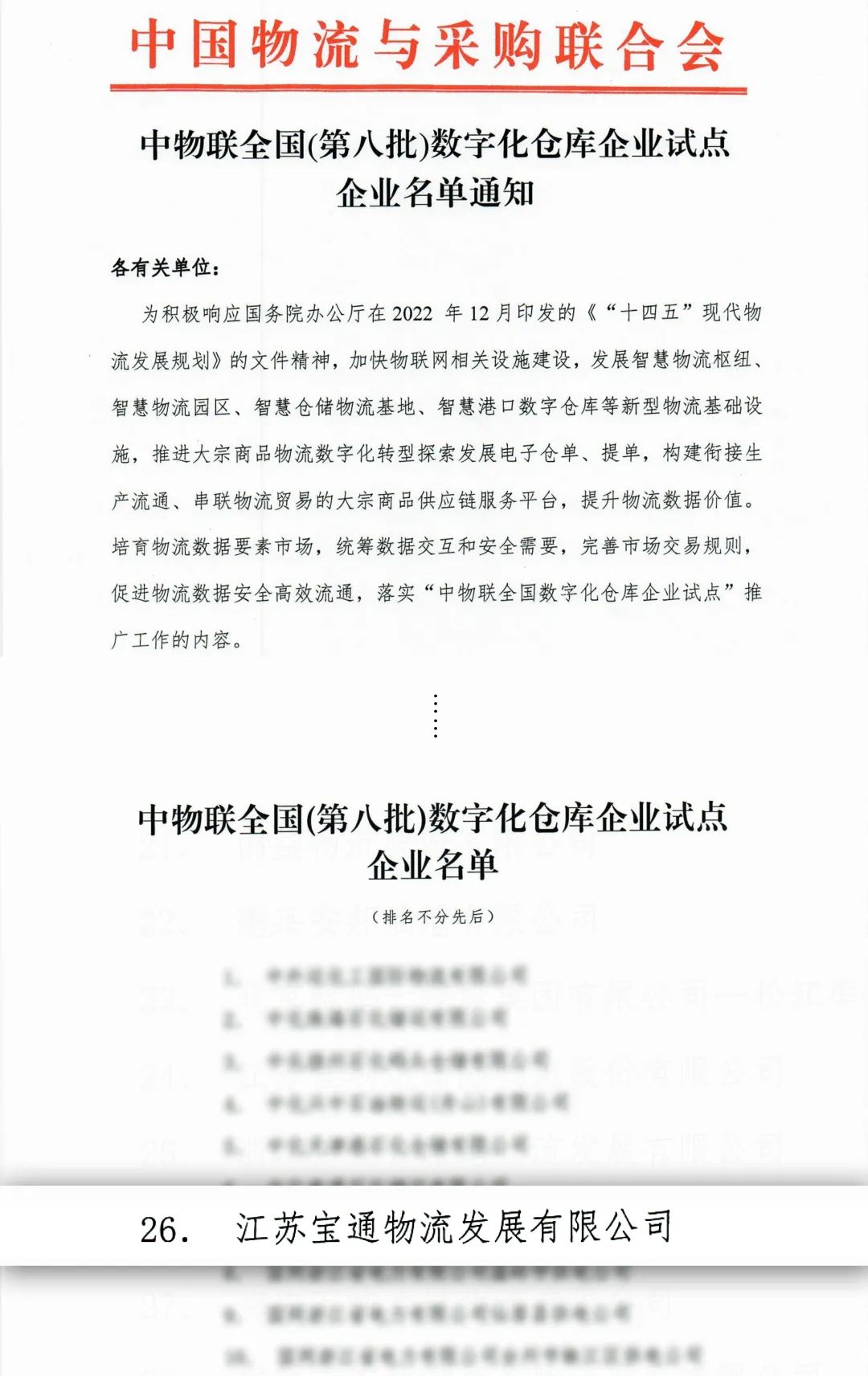 徐矿集团宝通物流公司入选“中物联全国数字化仓库企业”(图1)