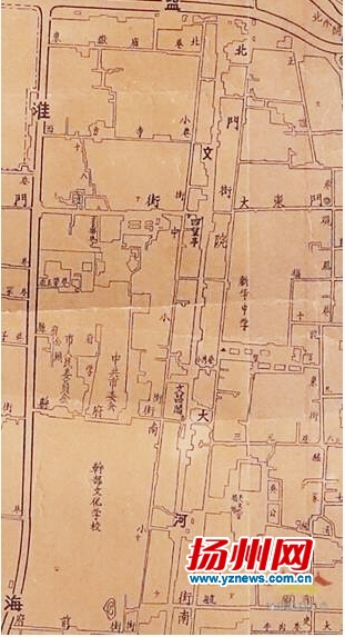 1957年扬州市城区图标示“文河”