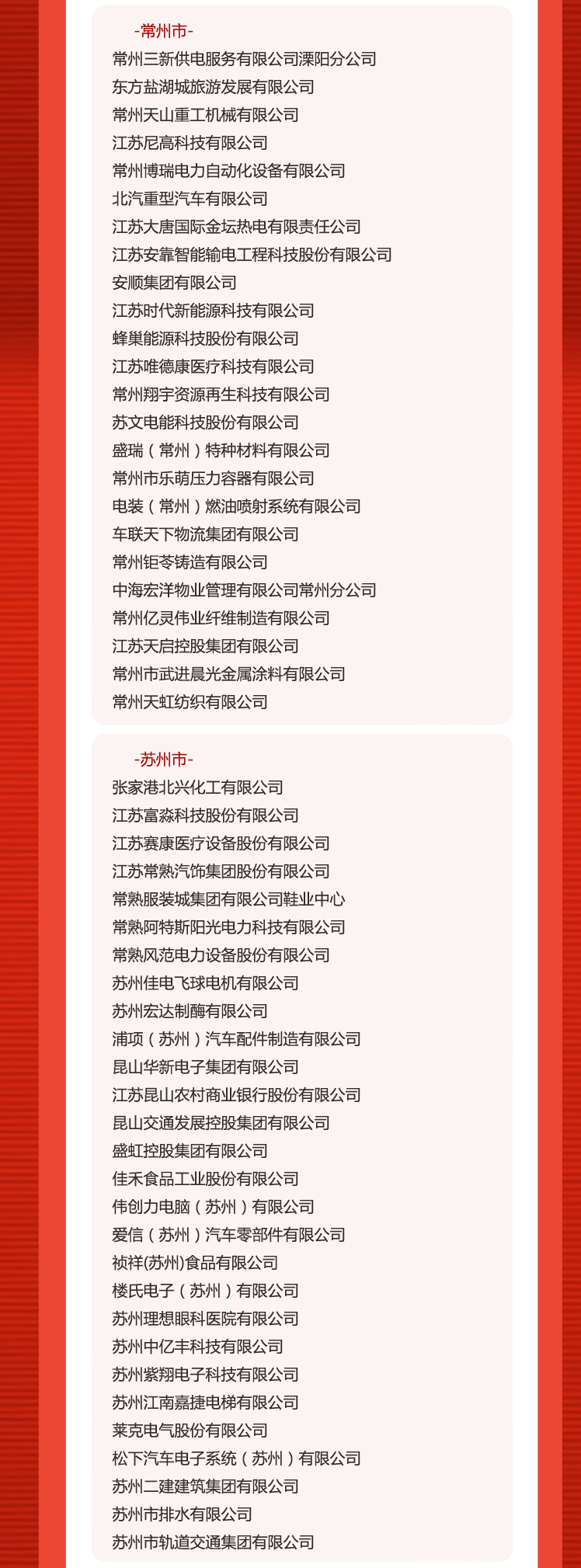 江苏厂务公开民主管理工作先进单位拟表彰名单公示_中国江苏网