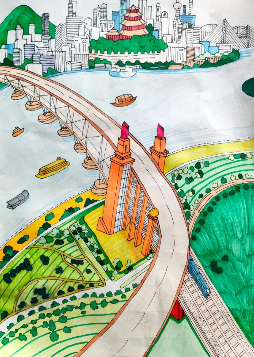 幼儿园画一座桥的图片图片